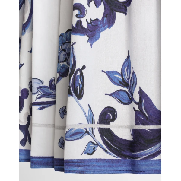 Dolce & Gabbana Majolica-print long cotton satin skirt, view 4