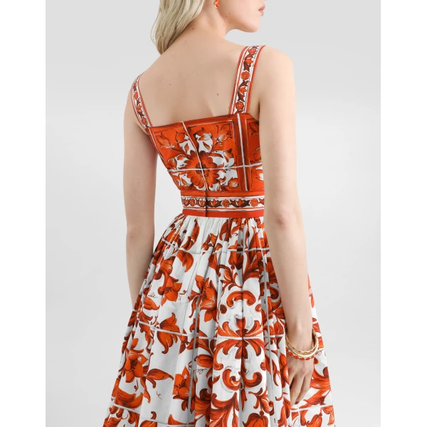 Dolce & Gabbana Majolica-print long poplin dress, view 5