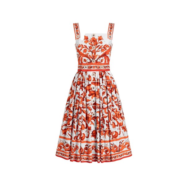 Dolce & Gabbana Majolica-print long poplin dress