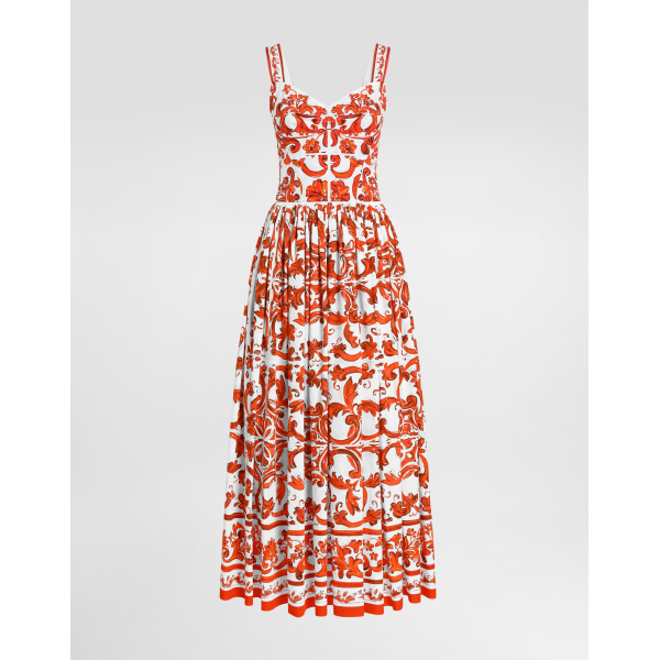 Dolce & Gabbana Majolica-print long poplin dress