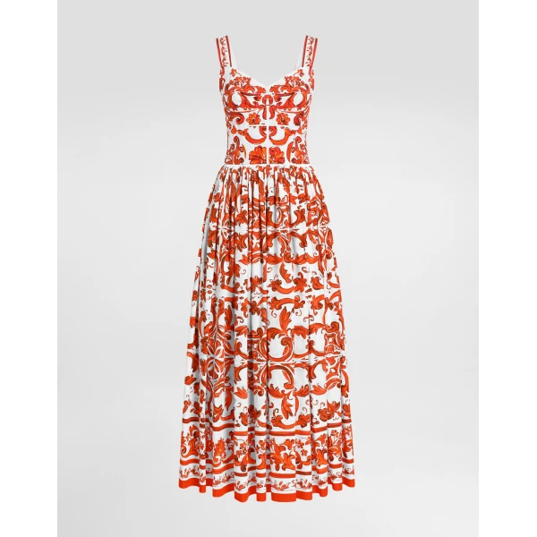 Dolce & Gabbana Majolica-print long poplin dress