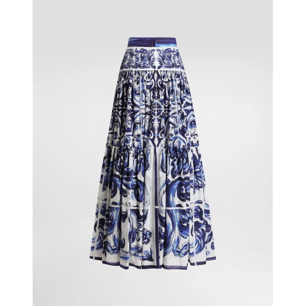 Dolce & Gabbana Majolica-print long poplin skirt, view 2