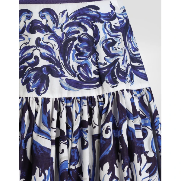 Dolce & Gabbana Majolica-print long poplin skirt, view 4