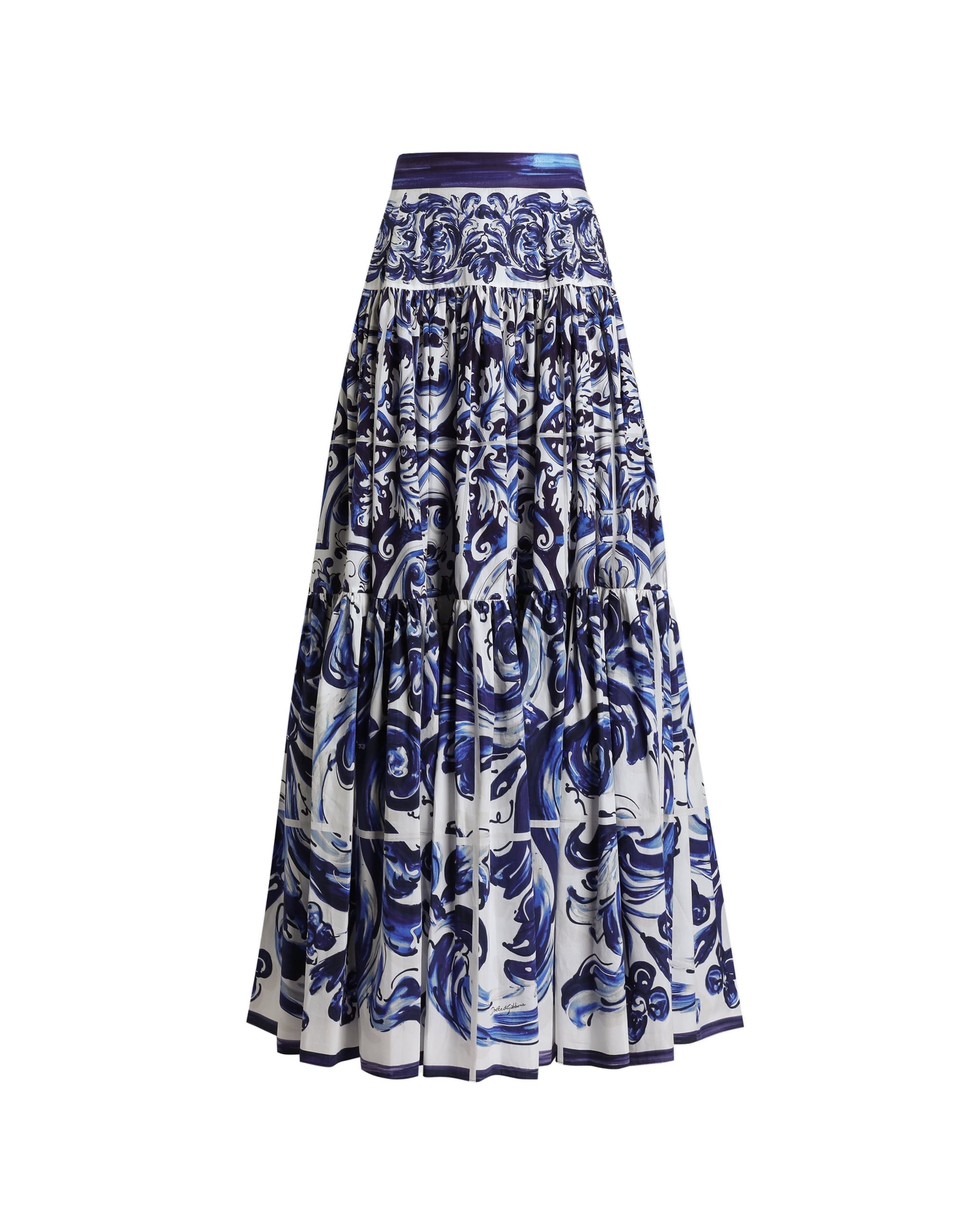 Dolce & Gabbana Majolica-print long poplin skirt