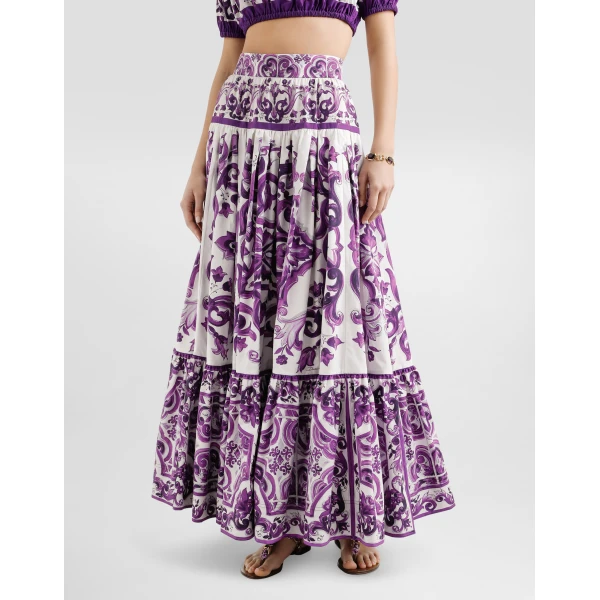 Dolce & Gabbana Majolica-print long skirt, view 4
