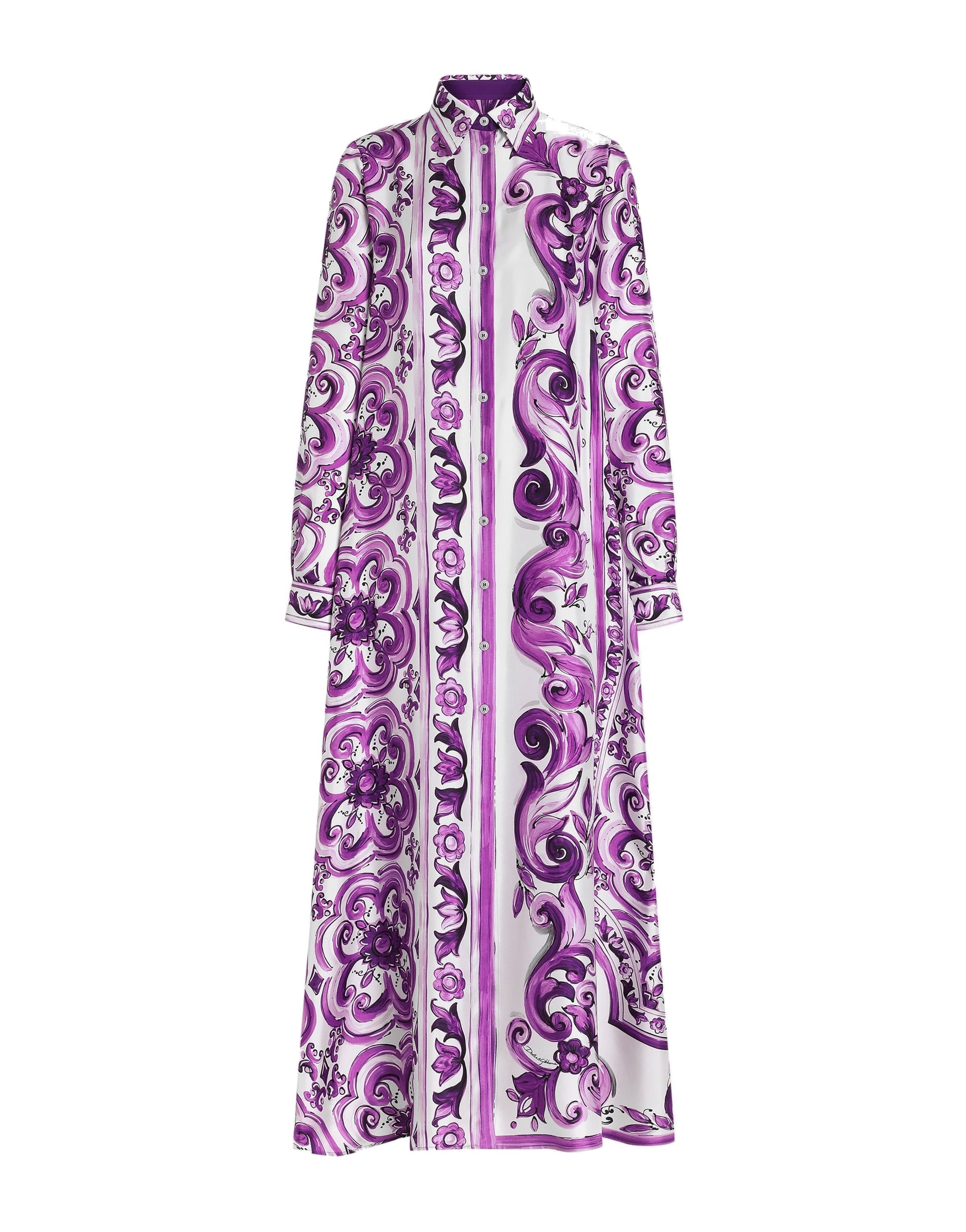 Dolce & Gabbana Majolica-print long twill shirt dress