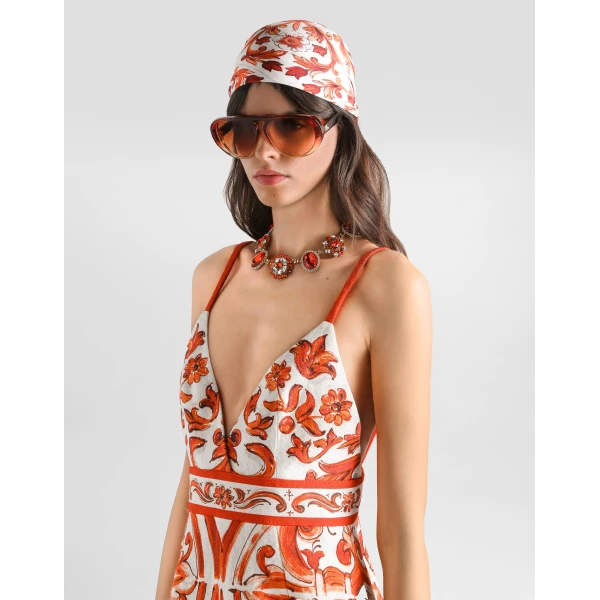 Dolce & Gabbana Majolica-print mat dress, view 4