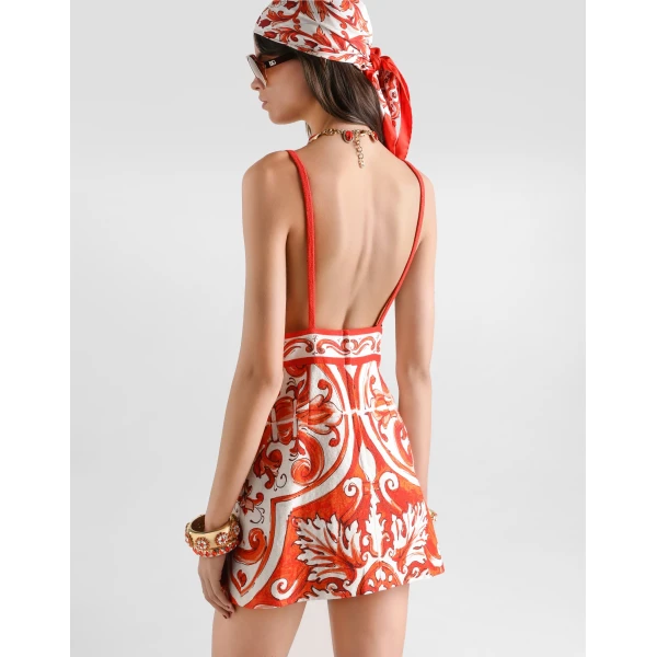 Dolce & Gabbana Majolica-print mat dress, view 5