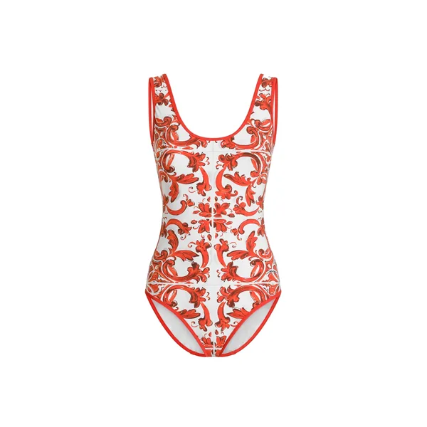 Majolica-print one-piece swimsuit