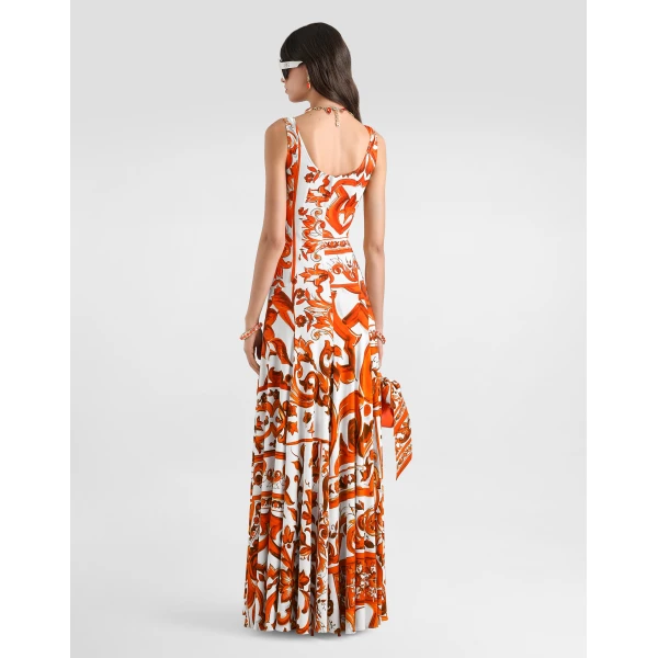 Dolce & Gabbana Majolica-print organzine long dress, view 3