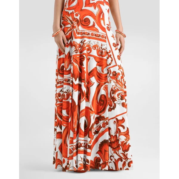 Dolce & Gabbana Majolica-print organzine long dress, view 4