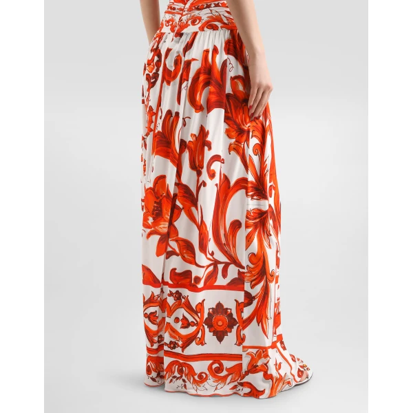 Dolce & Gabbana Majolica-print organzine long dress, view 5