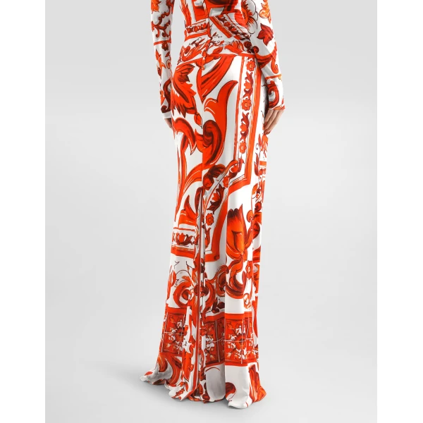 Dolce & Gabbana Majolica-print organzine long dress, view 5