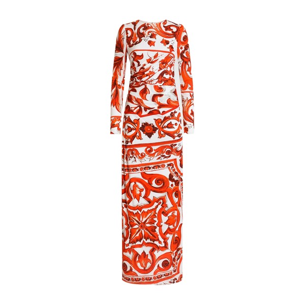 Dolce & Gabbana Majolica-print organzine long dress
