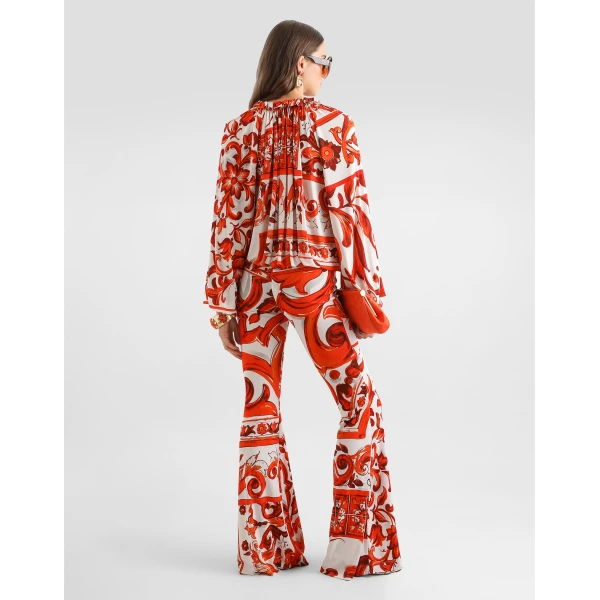 Dolce & Gabbana Majolica-print organzine trousers, view 3