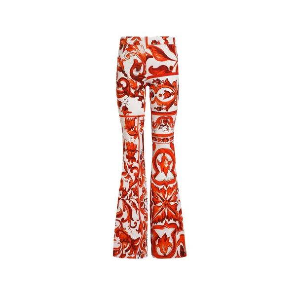 Dolce & Gabbana Majolica-print organzine trousers