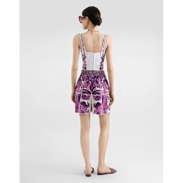 Dolce & Gabbana Majolica-print poplin bustier Top, view 3