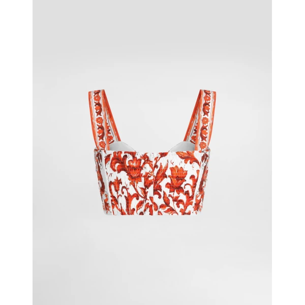 Dolce & Gabbana Majolica-print poplin bustier top, view 2
