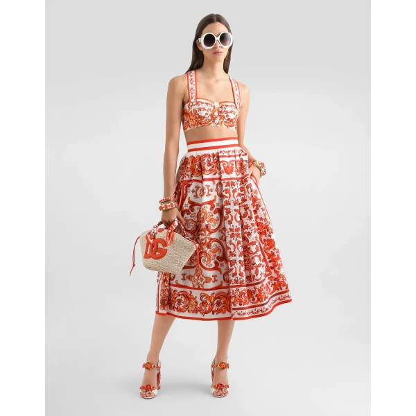 Dolce & Gabbana Majolica-print poplin bustier top, view 2