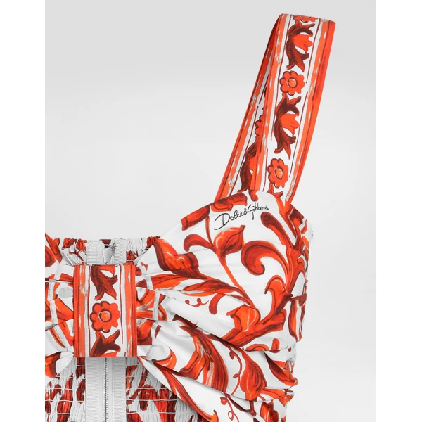 Dolce & Gabbana Majolica-print poplin bustier top, view 3