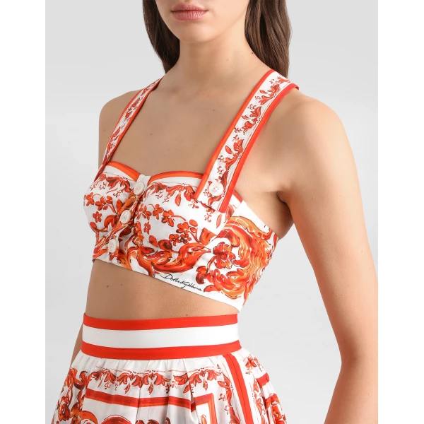 Dolce & Gabbana Majolica-print poplin bustier top, view 4