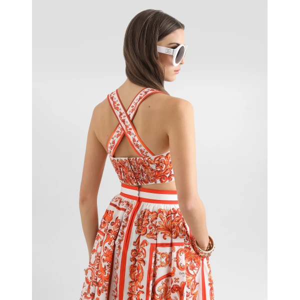 Dolce & Gabbana Majolica-print poplin bustier top, view 5