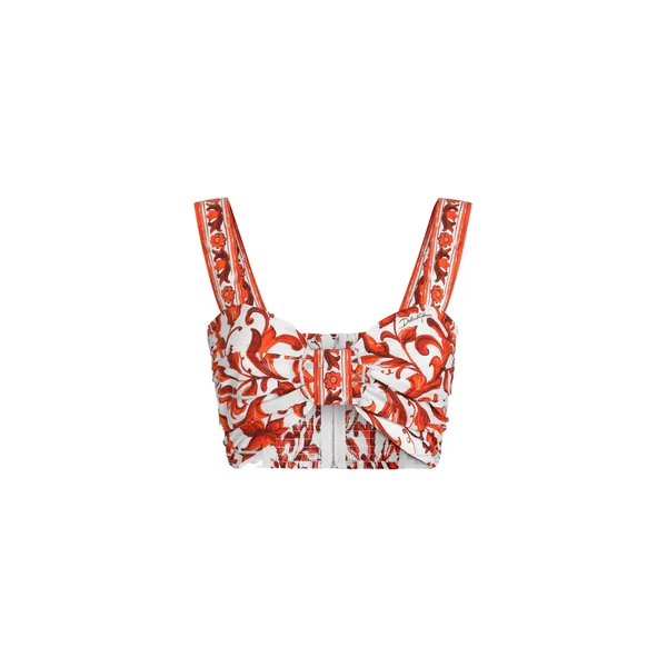 Dolce & Gabbana Majolica-print poplin bustier top