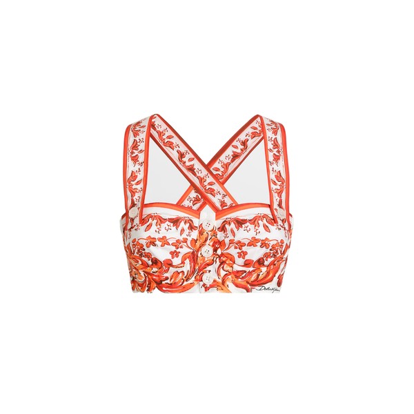 Dolce & Gabbana Majolica-print poplin bustier top