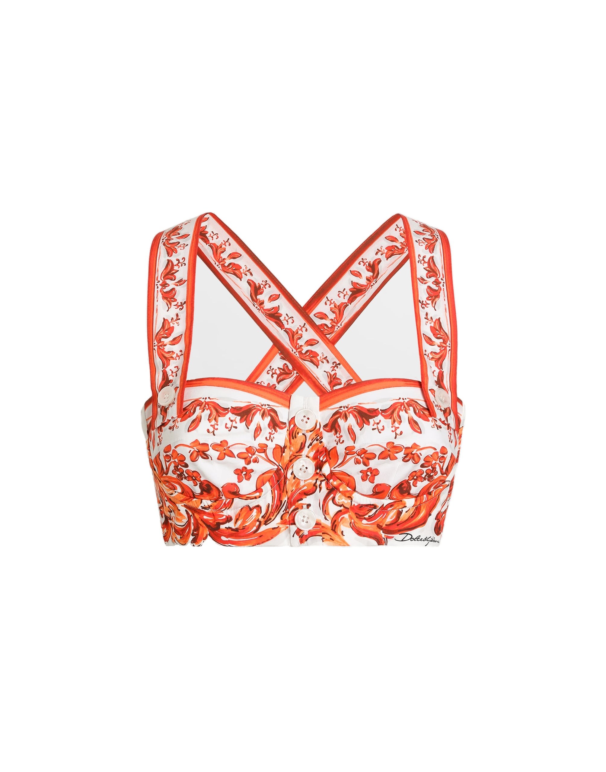 Dolce & Gabbana Majolica-print poplin bustier top