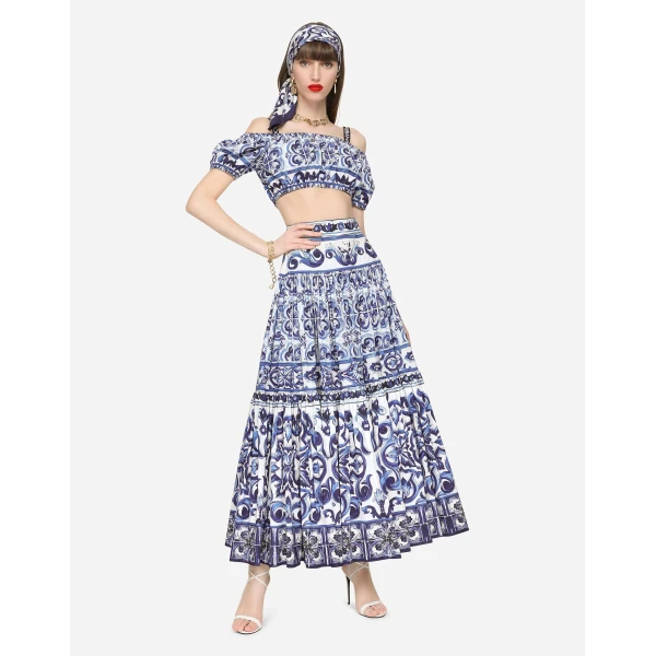 Dolce & Gabbana Majolica-print poplin crop top, view 2