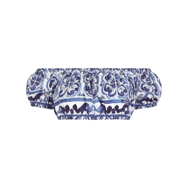 Dolce & Gabbana Majolica-print poplin crop top
