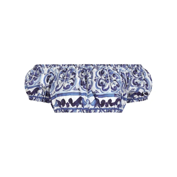 Dolce & Gabbana Majolica-print poplin crop top