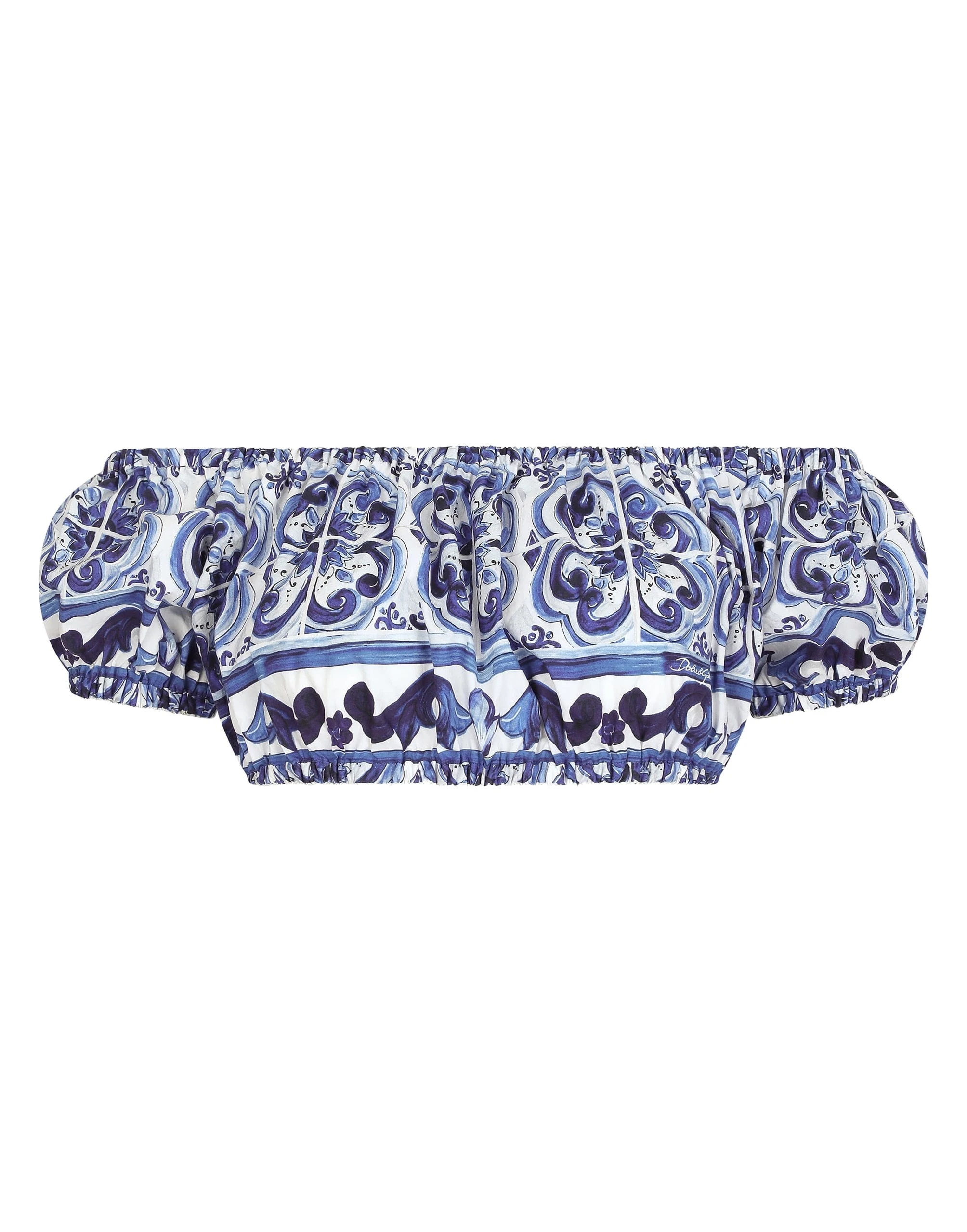 Dolce & Gabbana Majolica-print poplin crop top