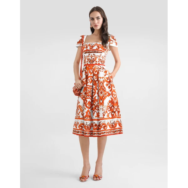 Dolce & Gabbana Majolica-print poplin dress, view 2