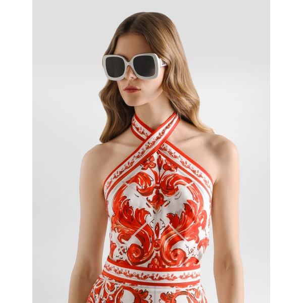 Dolce & Gabbana Majolica-print poplin dress, view 4