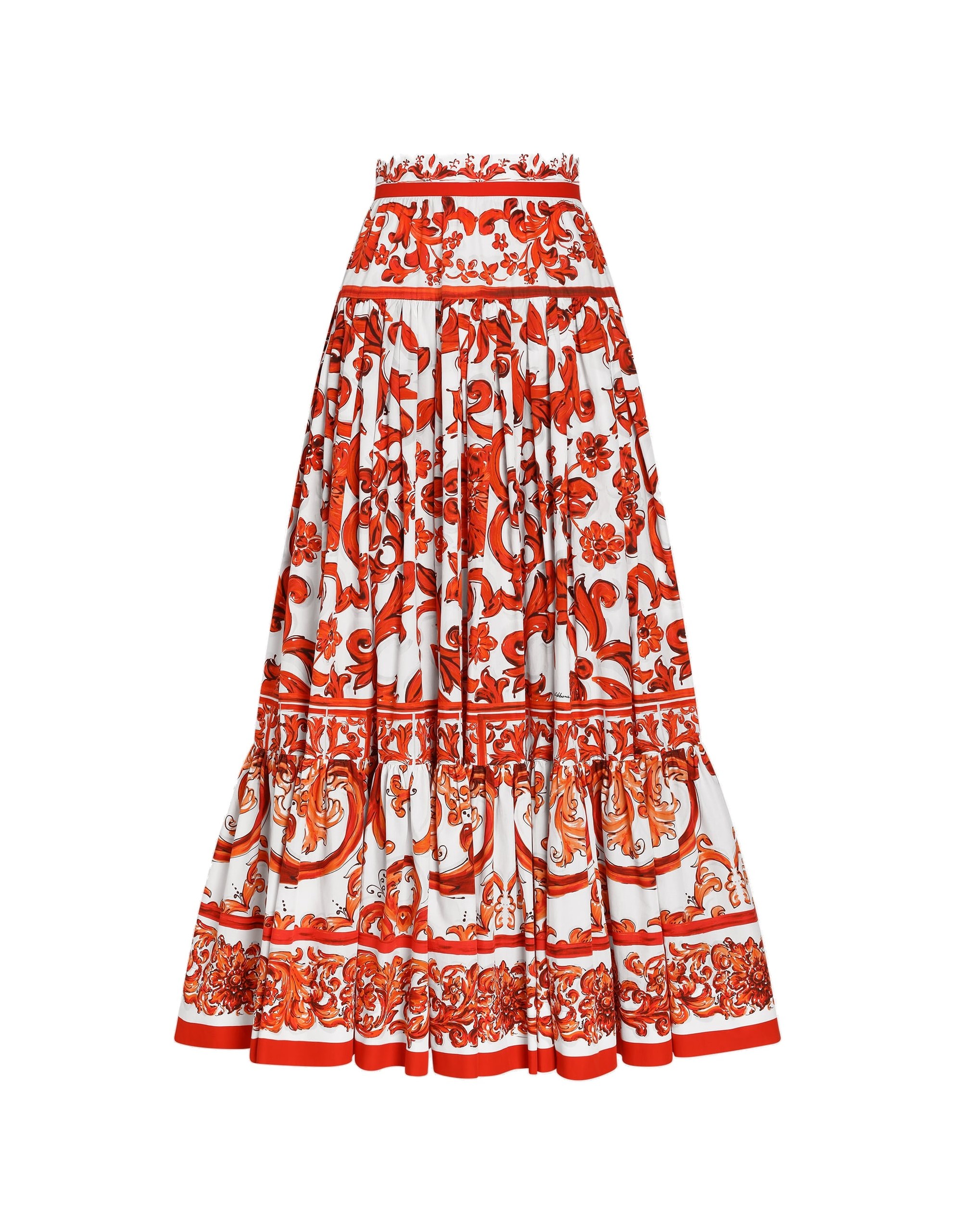 Dolce & Gabbana Majolica-print poplin long skirt