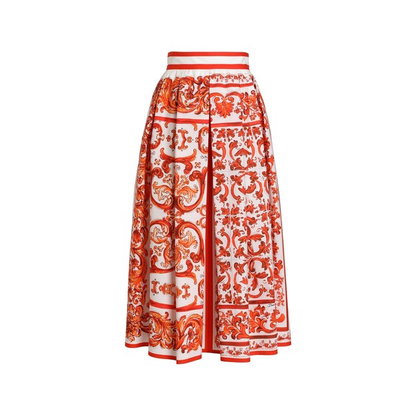 Dolce & Gabbana Majolica-print poplin pleated skirt