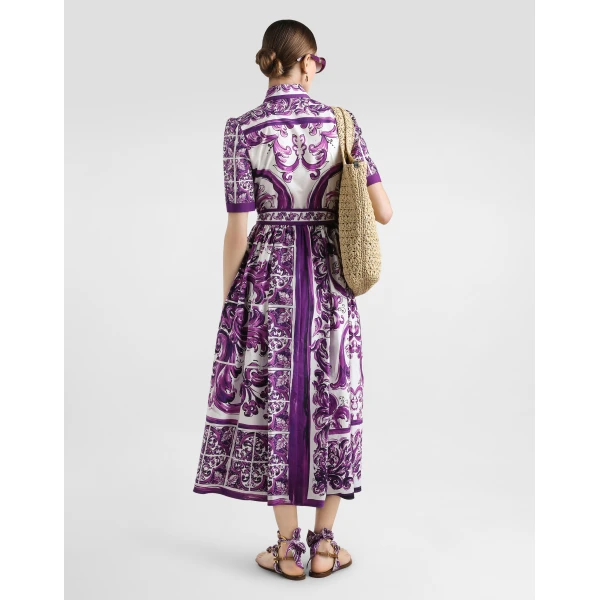 Dolce & Gabbana Majolica-print poplin shirt dress, view 3