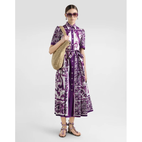 Dolce & Gabbana Majolica-print poplin shirt dress, view 6