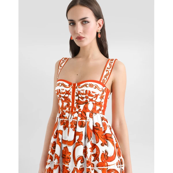 Dolce & Gabbana Majolica-print poplin short dress, view 4