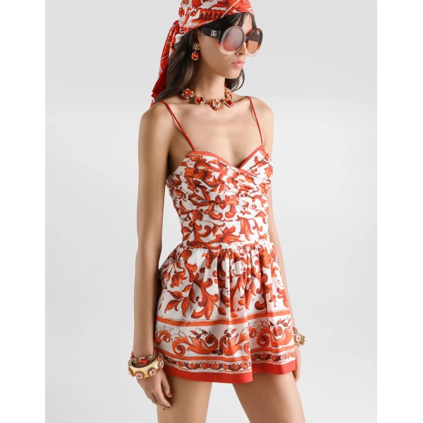 Dolce & Gabbana Majolica-print poplin short dress, view 4