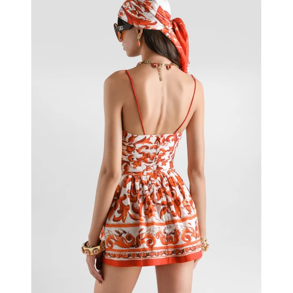 Dolce & Gabbana Majolica-print poplin short dress, view 5