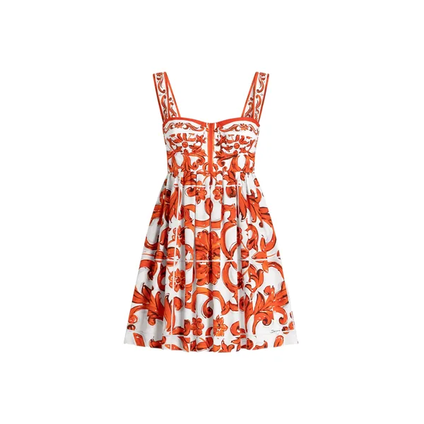 Dolce & Gabbana Majolica-print poplin short dress