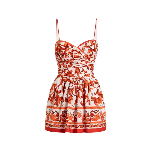 Dolce & Gabbana Majolica-print poplin short dress