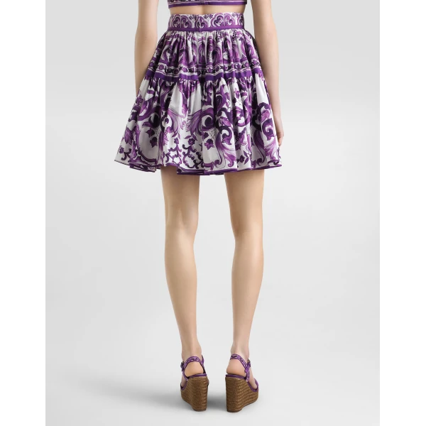 Dolce & Gabbana Majolica-print poplin short skirt, view 3