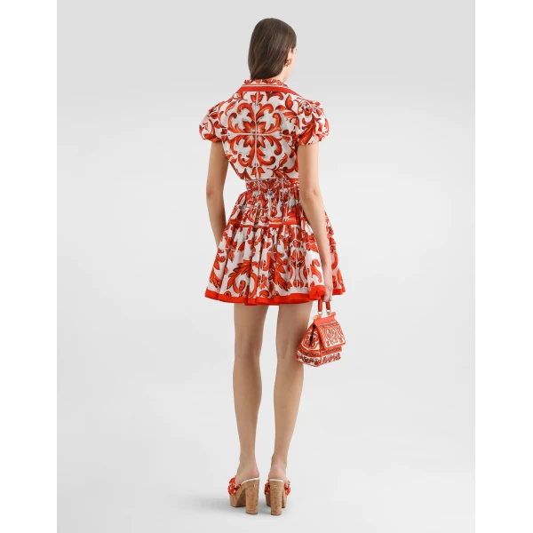 Dolce & Gabbana Majolica-print poplin short skirt, view 3