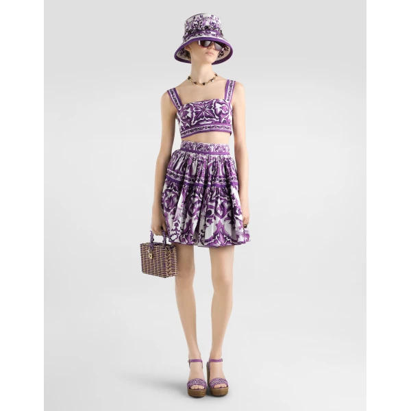 Dolce & Gabbana Majolica-print poplin short skirt, view 4
