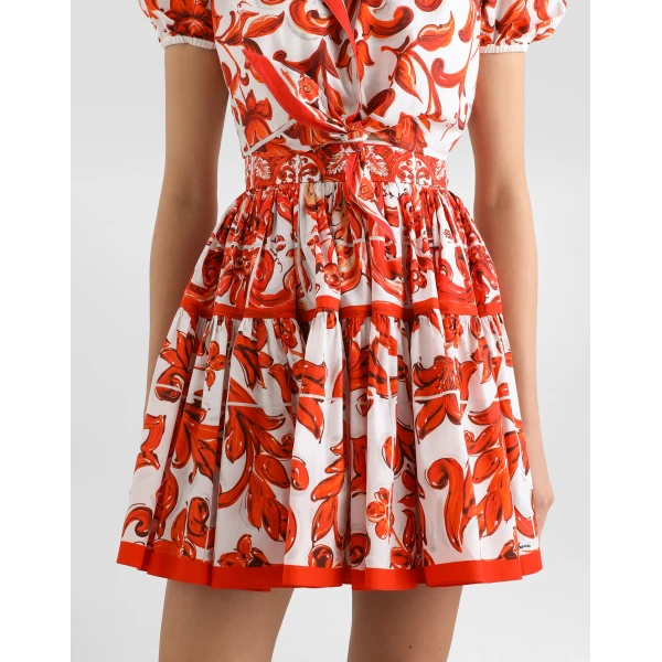 Dolce & Gabbana Majolica-print poplin short skirt, view 4