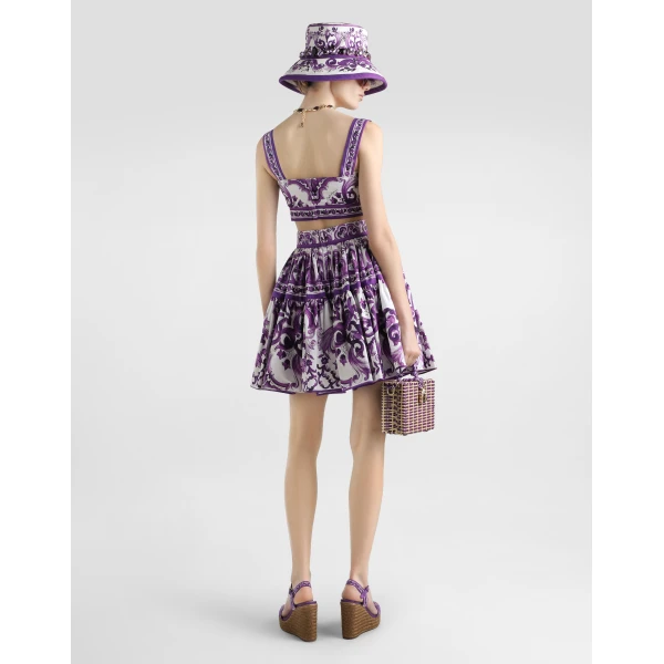 Dolce & Gabbana Majolica-print poplin short skirt, view 5