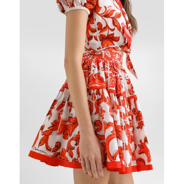 Dolce & Gabbana Majolica-print poplin short skirt, view 5
